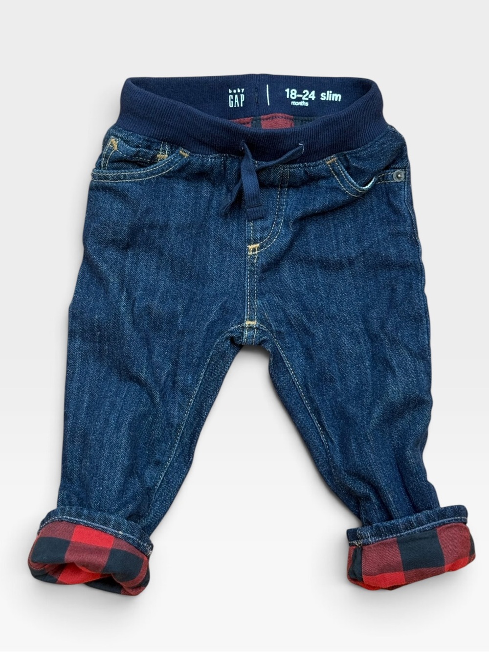 Baby Gap Flannel Lined Jeans 18-24 Months Slim Buffalo Plaid